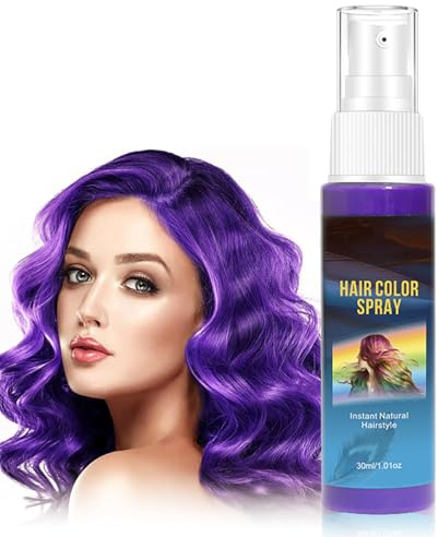 Temporary Hair Colour Spray, Blue Color Hairspray, Washable One Time Temporary Hair Dye Spray Instant Styling for Adults Party Fancy Dress Cosplay Christmas Halloween (Purple, 30ML)