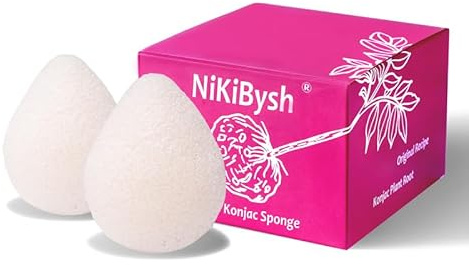 NiKiBysh Konjac Facial Sponges for Washing Cleaning Face Body Natural Konjac Face Sponge Set for Cleansing and Exfoliating Set of 2