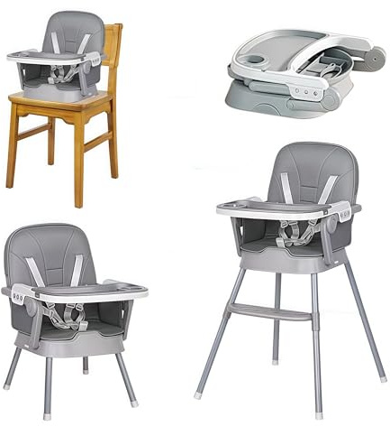 Veitoalioy Trona para Bebé Silla, de Comedor para Alimentación de Niños Pequeños 3 Posiciones Reclinables Convertible Plegable, Multifuncional Altura Ajustable Silla (8123 Grey)