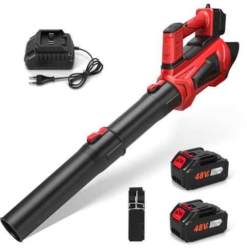 panthem Akku Laubbläser Kompatibel mit Makita 18V, mit 2x3Ah Akkus, 225 km/h 5-Gang Kabellos Elektrischer Laubbläser, 30000 RPM Bürstenloser, Luftdurchsatz 600 m³/h für Garten, Laub, Staub & Schnee