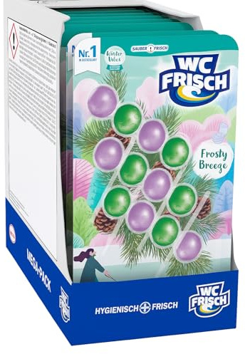WC FRISCH Kraft Aktiv Duftspüler Frosty Breeze Winter Vibes Edition (9 x 200 g) 1800 g, WC Reiniger für Reinigung bei jeder Spülung, Duftsteine für langanhaltend frischen Duft, + 50% Anti-Kalk Effekt*
