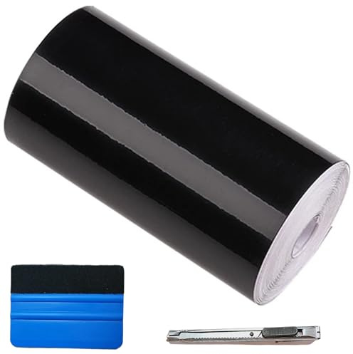 VISTTUSFINE Gloss Black Vinyl Wrap, 4''x32.8FT Car Vinyl Wrap with Scraper for Cars | Vinyl Car Wrap Adhesive Roll Set for Cars, Auto&Motorcycle DIY, Interior/Exterior