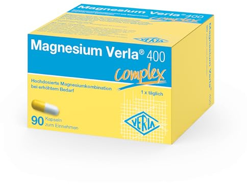 Magnesium Verla 400 Kapseln – Hochdosiertes Magnesiumcitrat & Magnesiumoxid, bei erhöhtem Magnesiumbedarf, 400 mg pro Kapsel, Einnahme nur 1x täglich, vegan, zucker-, gluten- & laktosefrei, 90 St