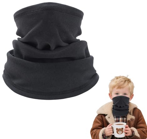 Kids Snood – Winter Neck Warmer Fleece Windproof Neck Gaiter Face Cover Mask Snood Kids Scarf Multifunctional Headwear for Boys Girls Skiing Outdoor Sports, Black
