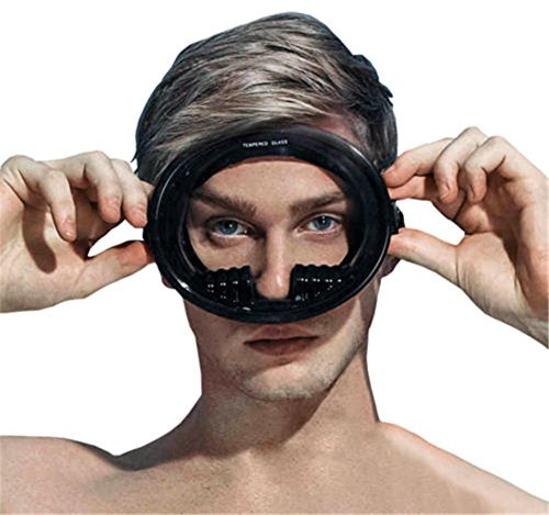 Gonetre Fiskögon Mask Vattentät Anti Dimma Dykning Spearfishing Snorkling Mask Gjord Av Silikon och Härdat Glas för Undervattensutforskning (Svart)