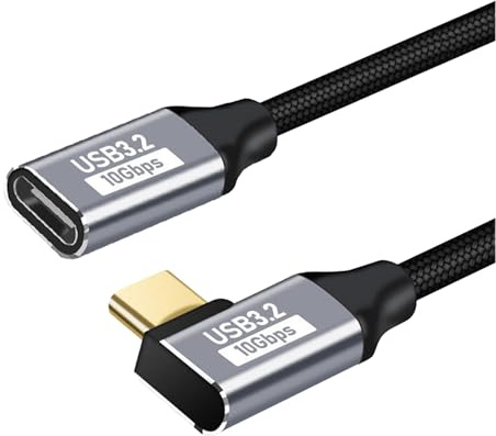 1m Prolunga USB C, 10 Gbps 100W USB C 3.2 Cavo Prolunga 90 Gradi, Cavo Prolunga USB C ad Angolo Retto, Trasmissione Video 4K@60Hz, Compatibile per iPhone 17/Pro/Max, MacBook Pro/Air, Galaxy S24 S23