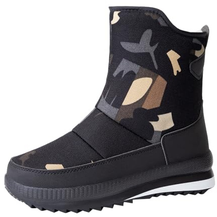 Bottes de neige imperméables pour homme doublées de fourrure avec fermeture éclair latérale en similicuir mi-mollet, chaussures de pluie et de neige à mémoire de forme, bottes thermiques épaisses et