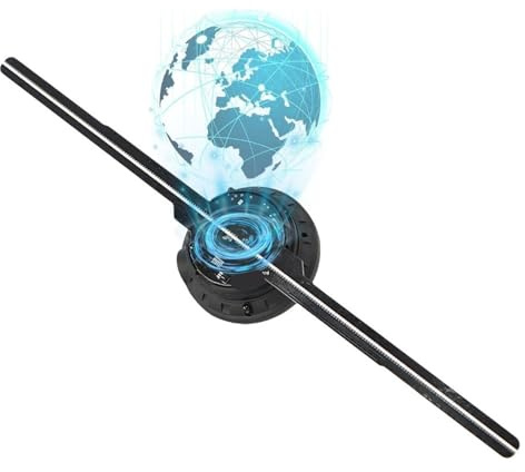 Proiettore olografico 3D a ventola da 42 cm – Telecomando WiFi, video/logo fai te, display pubblicitario LED al neon,Illuminazione ad alta definizione