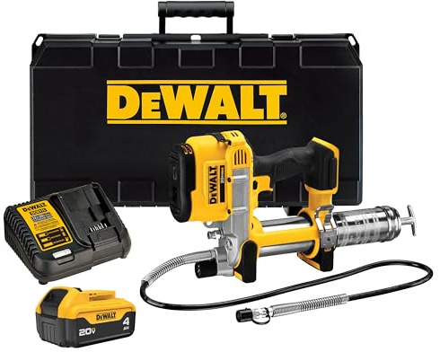DEWALT 20V MAX Grease Gun Kit, Cordless, 42” Long Hose, 10,000 PSI, Variable Speed Triggers, Battery and Charger Included (DCGG571M1)