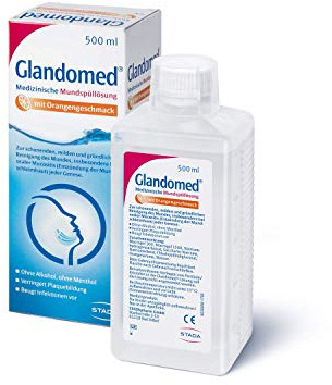 Glandomed medizinische Mundspülung: Gegen Entzündungen der Schleimhaut im Mund, Mukositis, Geschmack Orange, 10 x 500 ml