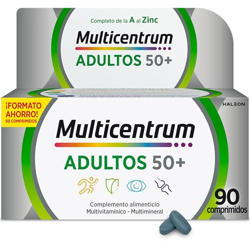 Multicentrum Select 50+ Complemento Alimenticio Multivitamínico y Multimineral Para Adultos 50+, Mujer y Hombre, Magnesio y Vitamina D, Sin Gluten,90 Comprimidos