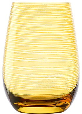 Stölzle Lausitz Twister Wassergläser Trinkgläser Bernstein 465 ml, 6er-Set | Bernsteinfarbene Wasser-, Saft- und Allroundgläser für Cocktails, bleifreies Kristallglas, stoßfest & spülmaschinengeeignet