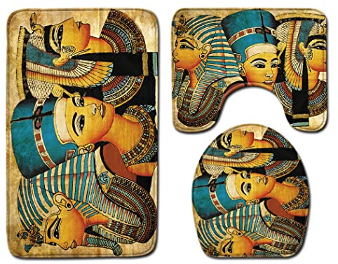 JMAHM Badematten Set 3 Stück Badezimmer Set Toilettenset Set Sockel Mat rutschfeste Badematte (C009)