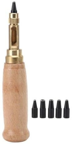 6 in 1 Automatische Lochstanzer, Bohrer Einstellbare Schraube Locher Buchbinder Werkzeug Ledergürtel Loch Ösen, 1.5/2/2.5/3/3.5mm