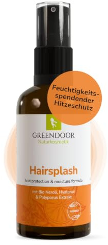 GREENDOOR Hairsplash 100ml, Hitzeschutz plus Feuchtigkeitsspray für Haare | vegan, Hydro Spray mit Aloe Vera und SymHair Thermo, natürlich ohne Silikone, Naturkosmetik Haar Tonic