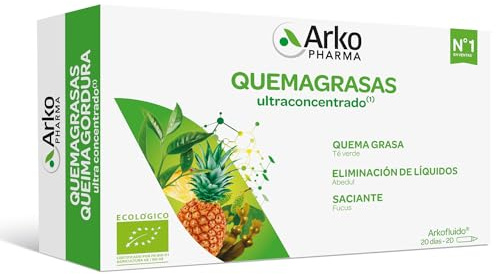 Arkopharma Arkofluido Quemagrasa Bio 20 Ampollas, Control de Peso, Saciante, Elimina Líquidos y Toxinas Más Asesoramiento Nutricional, Complemento Alimenticio, 20 Unidad (Paquete de 1)