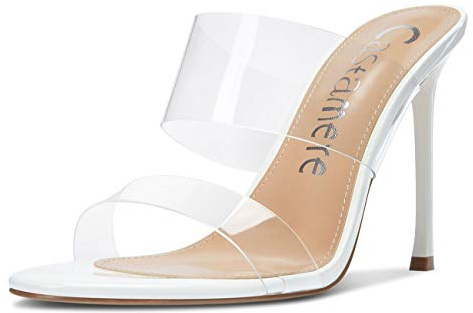 Castamere Escarpins Femme Bout Ouvert Sandales Mode Transparent Aiguille Talon 10CM Heels