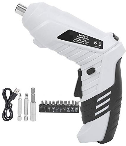 Cordless Electric Screwdriver Drill Kit, 3.6V 1300mAh Lithium-Ion Battery 3N.m Rechargeable, Includes 24 Bits, 2 Cross Screws, Socket, USB Charger