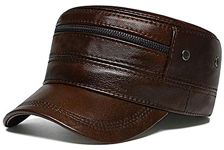 DongBao Leder Baskenmütze Hüte mit Ohrenklappen, Herren Baseball Cap Vintage Verstellbare Lederhüte Herren Qualität Retro Flat Caps Für Herbst Und Winter