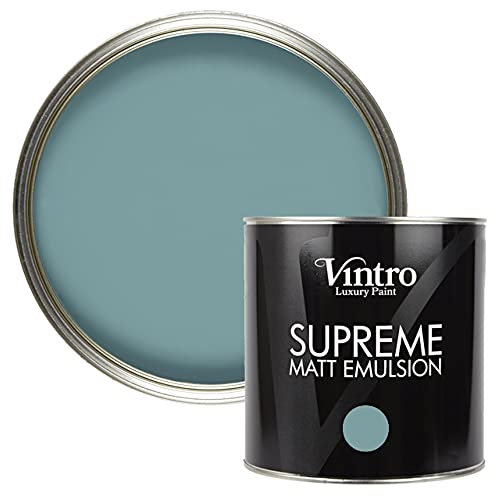 Vintro | Luxury Matt Emulsion | Blue | Smooth Chalky Finish | Multi Surface Paint | for Walls, Ceilings, Wood and Metal 2.5 litres (Casper)