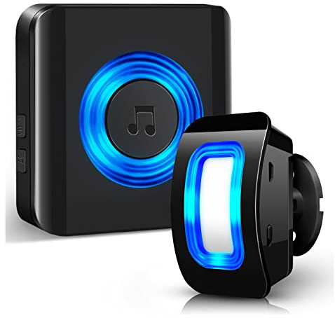 Detector de Movimiento Exterior - Sensor de Movimiento Interior con Timbre Inalámbrico - Timbre de Tienda Satisure, 58 Tonos Timbre Alarma para Casas, Oficinas, Fábricas