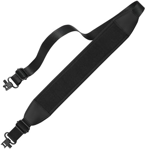 EZshoot Two Point Sling with Swivels, Comfortable Neoprene Padded, Length Adjustable Rifle Sling for Outdoors Black