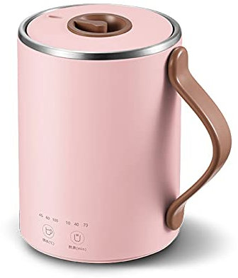 XIAOSAKU Electric Kettles 350ML Electric Cooking Pot Stainless Steel Inner Dessert Stewing Machine Multi Cooker Health Preserving Pot Portable Kettle for Coffee and Tea (Color : Pink)