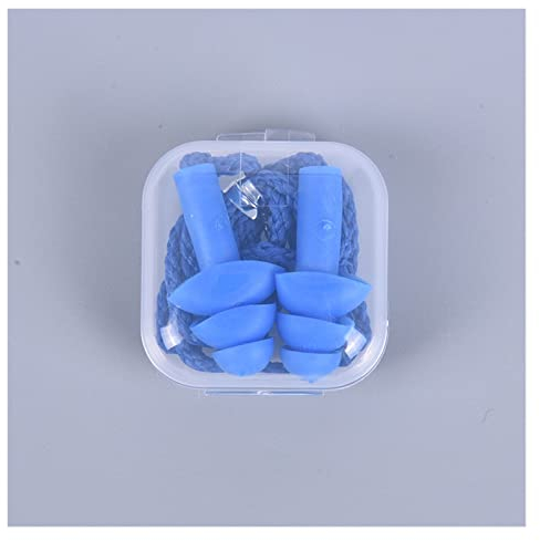 LUOSHUAI OhrenstöPsel 1 Paare weiche Anti-Geräusche-Ohrstecker wasserdichtes Schwimm-Silikon-Schwimm-Ohrstöpsel for Erwachsene Schwimmer Tauchen mit Seil GehöRschutzstöPsel (Color : Deep Blue)