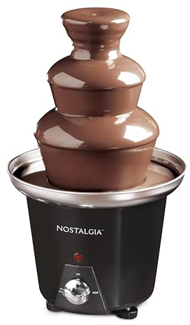 Nostalgia 3 Tier Electric Chocolate Fondue Fountain Machine for Parties - Melts Cheese, Queso, Candy, and Liqueur Dip Strawberries, Apple Wedges, Vegetables, and More, 936 ml Capacity, Stainless Steel