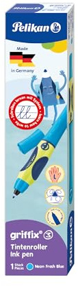 Pelikan griffix Tintenroller, Tintenschreiber für Linkshänder, Neon fresh blue, 1 Stück