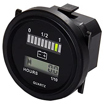 HonorMeet 12V/24V 36V 48V/72V Misuratore della capacità della batteria, indicatore del livello della batteria al piombo, promemoria di carica, ore TOT azzerabili per la manutenzione per il carrello