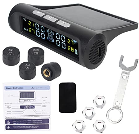 MURRAYLE Accesorios for automóviles solar Tpms Sistema de monitoreo de presión de neumáticos con 4 sensores externos digitales. Lcd Mostrar kit de diagnóstico de neumáticos (Color : TPMS)