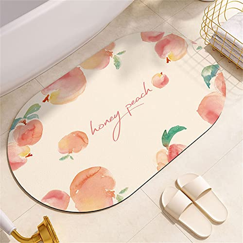 Super Absorbent Floor Mat, Badematte Rutschfester Badezimmerteppich Badteppich, Duschvorleger, 45x70cm Schnell Trocknend Schmutzabweisende Pflegeleichte Waschbar Teppich, Bathroom Bath Mat, Pfirsich