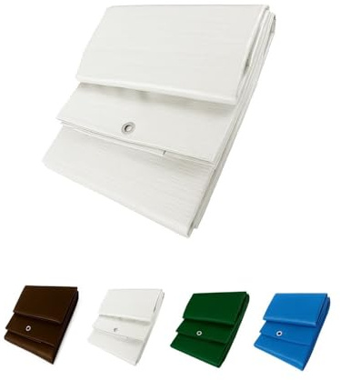 JARDIN202 - Toldo Reforzado Impermeable | Lona Multiusos | con Ojales | Seleccione Medida | 4X6M. (Blanco)