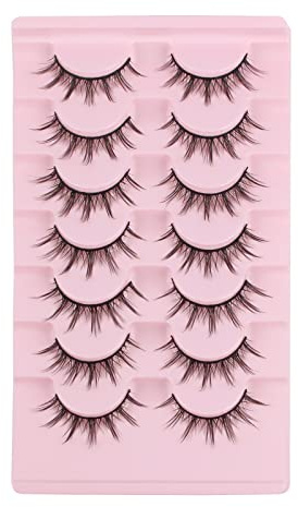 Oreola Manga Lashes Aspetto naturale Wispy Spiky Lashes 7 paia Ciglia finte 3D asiatiche Ciglia anime incrociate Sembrano ciglia individuali a grappolo