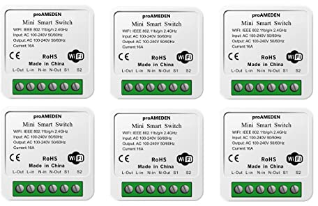 proAMEDEN Interruptor inteligente wifi 16A, MINI Smart switch wifi, Módulo interruptor, app Tuya/SmartLife, Compatible con Alexa, Google Home (6)