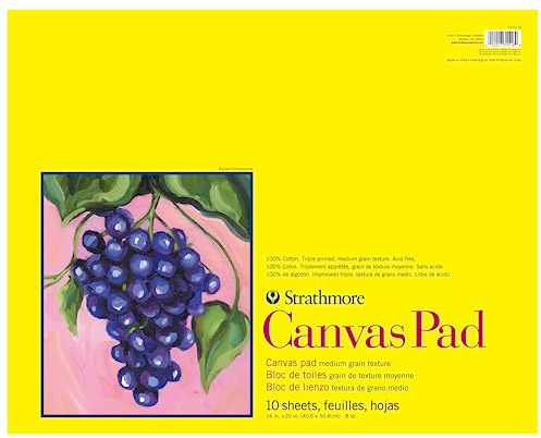 Strathmore 300er-Serie, Leinwandblock, 40,6 x 50,8 cm, 10 Blatt, dreifach grundiert, 100% Baumwoll-Leinwand, Plein Air Artists, Acrylfarbe und Ölfarbe
