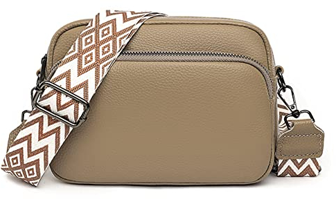 TIAASTAP Damen Handy Umhängetasche Echtes Leder Crossbody Bag Damen Handytasche zum Umhängen, Umhängetasche Damen Klein Moderne Taschen mit Breitem Schultergurt u 3 fächern