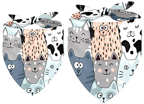 Hundehalstuch, lustige Katzen mit Brille und Kopfhörer, für Mädchen, Jungen, Haustier-Lätzchen, Hundeschal, Halstuch, waschbar, Bandanas, Zubehör für kleine, mittelgroße und große Hunde, Welpen,