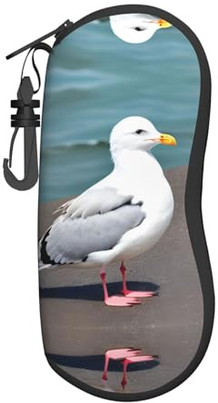 vacsAX Niedliche Möwe, vielseitiges Brillenetui, Reise-Brillengestell mit Reißverschluss für Damen und Herren – stilvolles und langlebiges Accessoire, Schwarz, Einheitsgröße