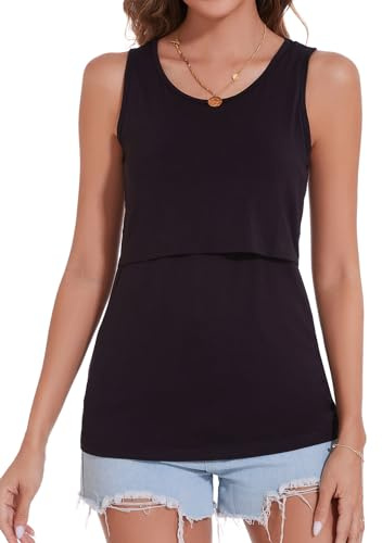 Sosolism Stillshirt Damen Dehnbar Stilltop Sommer Stilloberteile Mode,Schwarz,Größe S