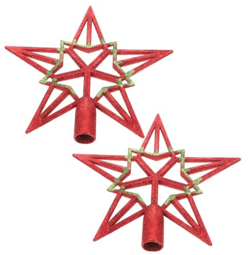 TOPBATHY 2stücke Glitzer Christbaumspitze in Pentagrammform Goldfarbener Weihnachtsbaum Sternanhänger Aus Kunststoff Fünfzackiger Deko-baumschmuck Für Festliche Heimdekoration