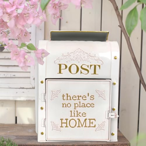 Briefkasten Vintage Hochzeit Briefkasten Vintage Briefkasten Briefkästen Wandhalter Außen Geeignet für Dekor Antikstil Nostalgie Charme Zuhause Metall Briefkasten Retro Stil Rosa Weiß