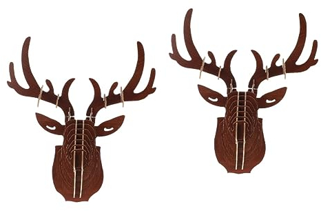 Ciieeo 2 Stk Elchkopf Wandbehang 3d-puzzles Holz Holzpuzzles Für Kinder Elchgeweih Hölzerner Hirsch Elchkopf Wanddekoration Präparatoren Wandschmuck An Der Wand Montiert Nussbaum Büro