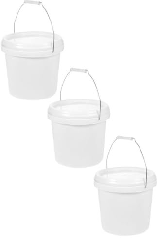 OSALADI 3pcs Practical Paint Bucket with Lid Multi-Functional Round Container for Painting Mixing and Storage Leak Design with Handle for