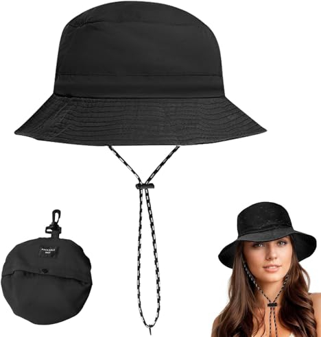 TINGTING Regenhut Damen Wasserdicht, Sonnenhut Damen Outdoor Faltbar Anglerhut Schnell trocknend Sonnenschutz Neutraler Sonnenhut Fischerhut mit Sommer Aktivitäten mit Kinnriemen