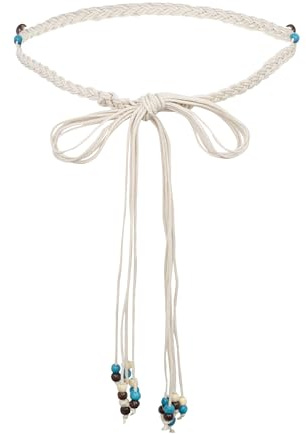 TeeYee Damen Taillengürtel Boho Gürtel mit Quaste Mädchen Flechtgürtel | Bindegürtel,Bauchkette,Schmaler Gürtel für Kleid,Women Belt
