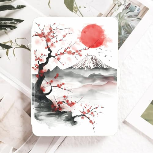 Hülle Für 6 Kindle Paperwhite 2012-2017 (5./6./7. Generation, Modell: Ey21/Dp75Sdi), Personalisierte Schutzhülle Aus Pu-Leder - Japanische Fuji-Tuschemalerei