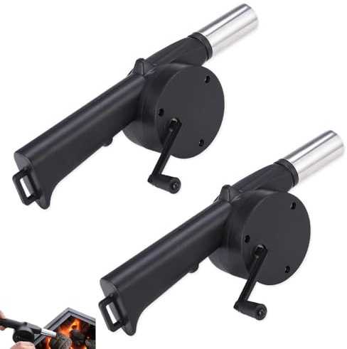SquEqu 2 Pack Fireplace Bellows Hand Crank Air Blower Portable Manual Handheld Fire Blowing Tube Bellow Flame Boost BBQ Fan Fire Starter for Outdoor Barbecue Grill Stove Picnic Hiking Camping Campfire