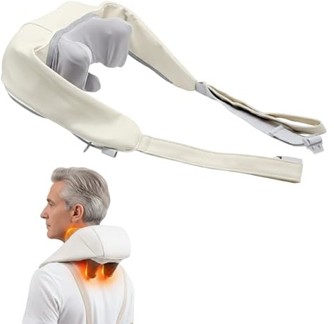 Pro Nacken- & Schultermassagegerät mit Wärmefunktion – Kabelloses, Wiederaufladbares Nackenmassagegerät – 3 Intensitätsstufen zur Linderung von Verspannungen & Schmerzen – Ideal für Büro & Zuhause